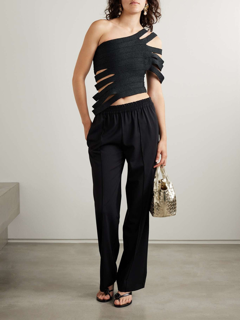 Cult Gaia Sashi asymmetric one-shoulder cropped knitted top outlook