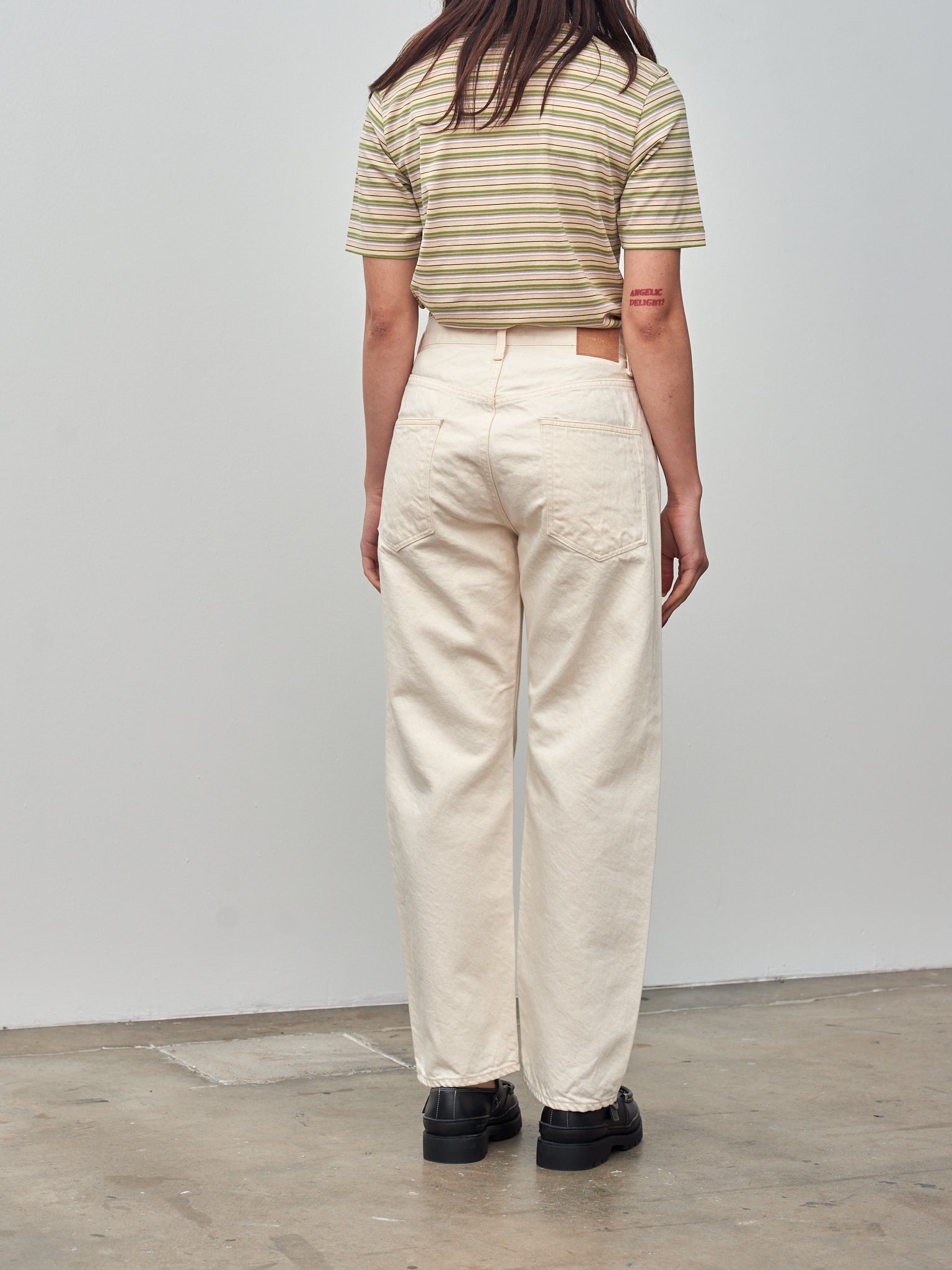 Hard Twist Cotton Border Tee - Beige Border - 3