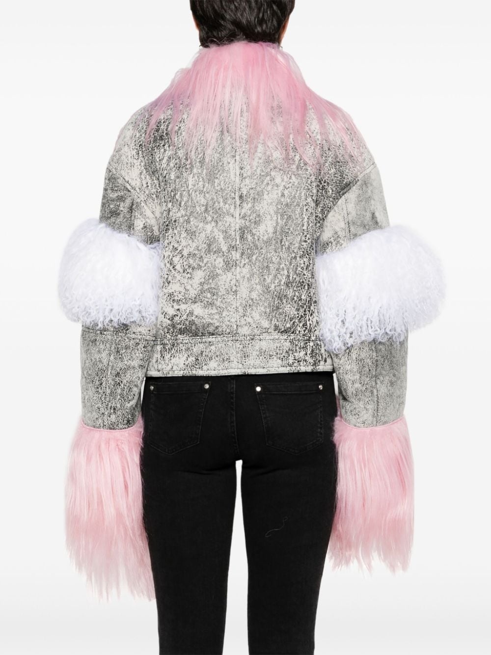 shearling-inserts suede jacket - 4