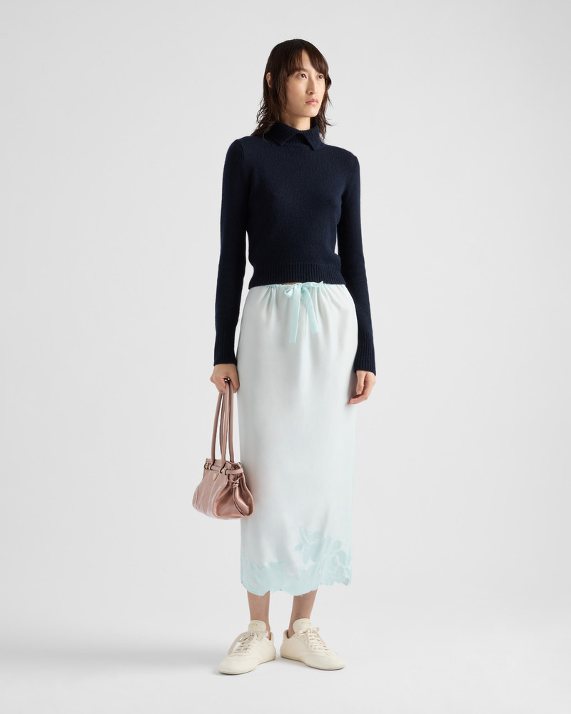 Prada Embroidered habutai silk midi-skirt outlook