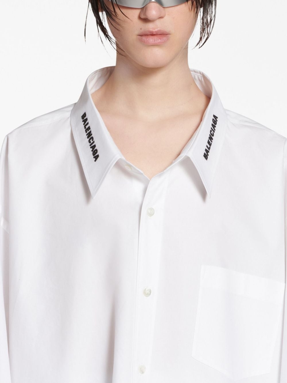 logo-embroidered cotton shirt - 5