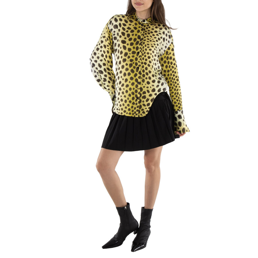 MM6 Ladies Black Asymmetric Pleated Miniskirt - 3