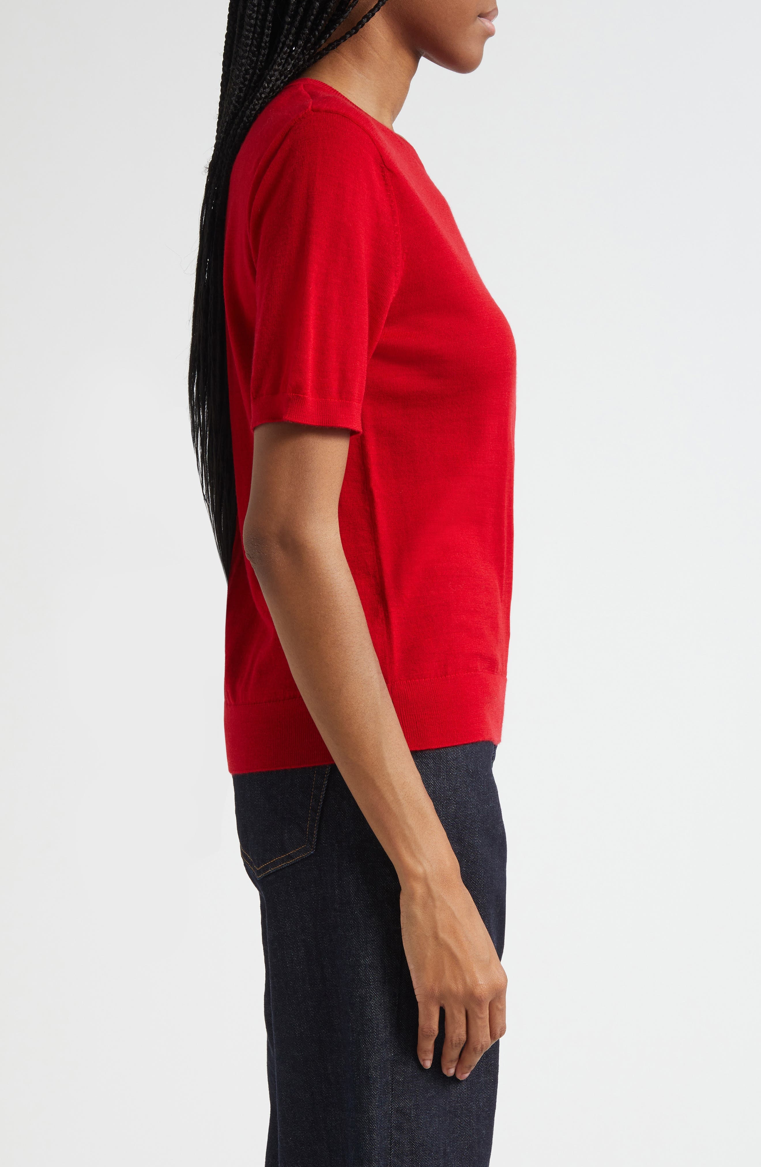 Sporty & Rich Vendome Merino Wool Sweater in Dark Red at Nordstrom - 3