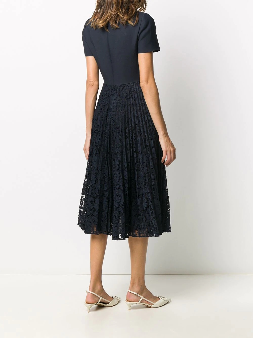 pleated lace-detail dress - 4