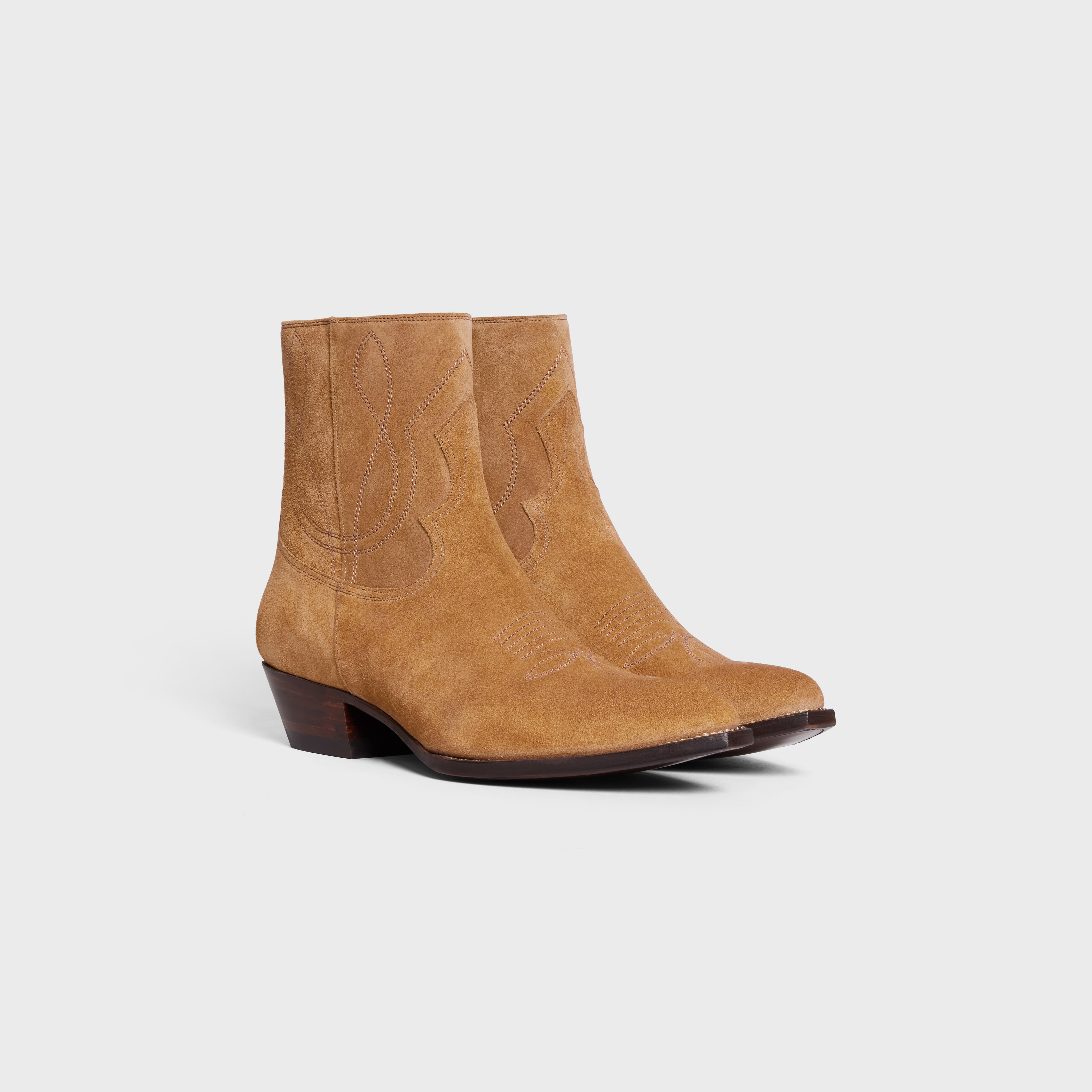 CELINE ZIPPED WESTERN BOOTS in Suede Calfskin, celine