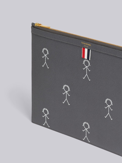 Thom Browne Dark Grey Pebble Grain Leather 3D Mrs. Thom Icon Print Document Holder outlook