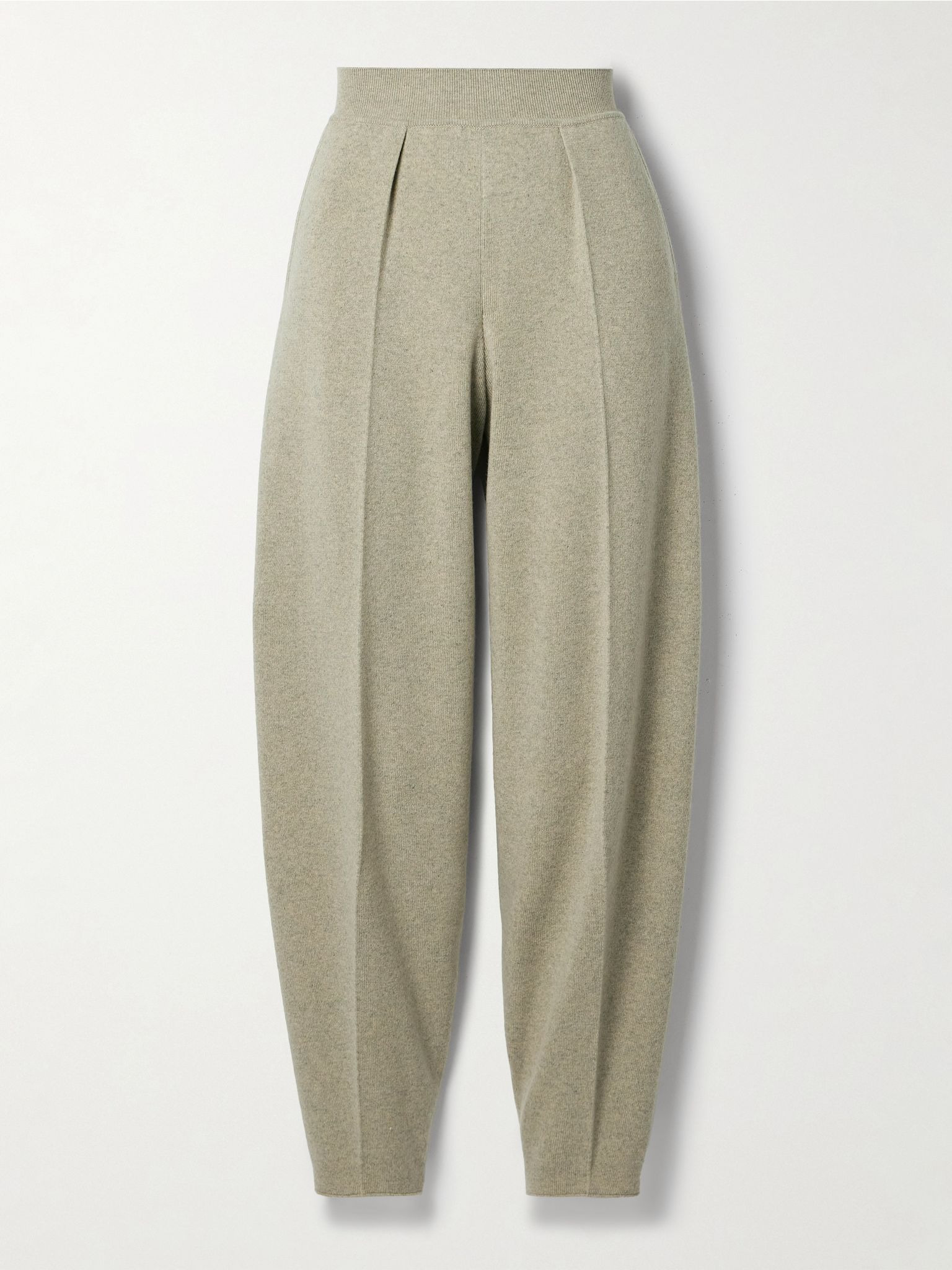 Pleated tapered cashmere pants Beige - 1