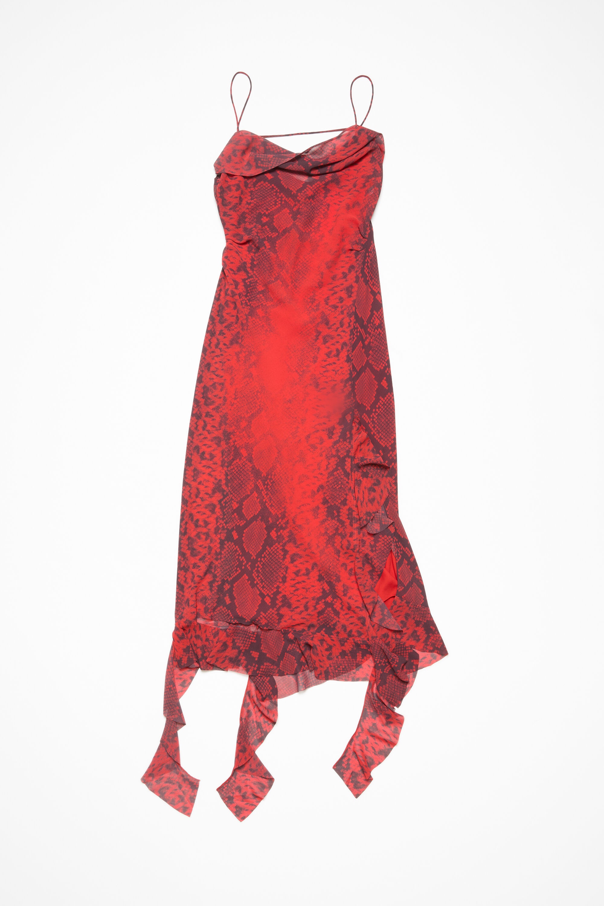 Ruffle strap dress - Fire red - 7