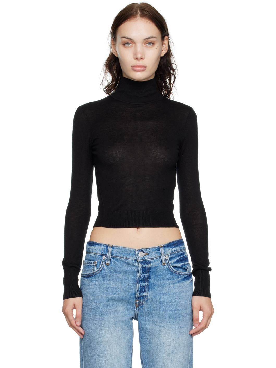 Black Refined Turtleneck - 1