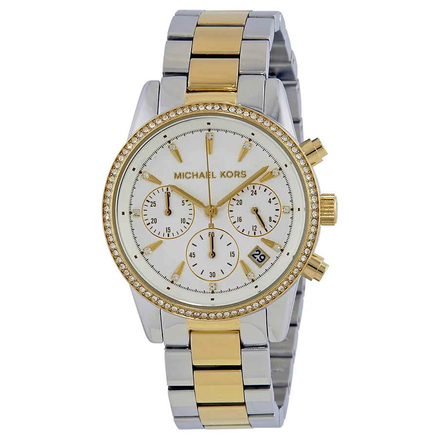 Michael Kors Ritz Chronograph Crystal White Dial Ladies Watch MK6474 - 1