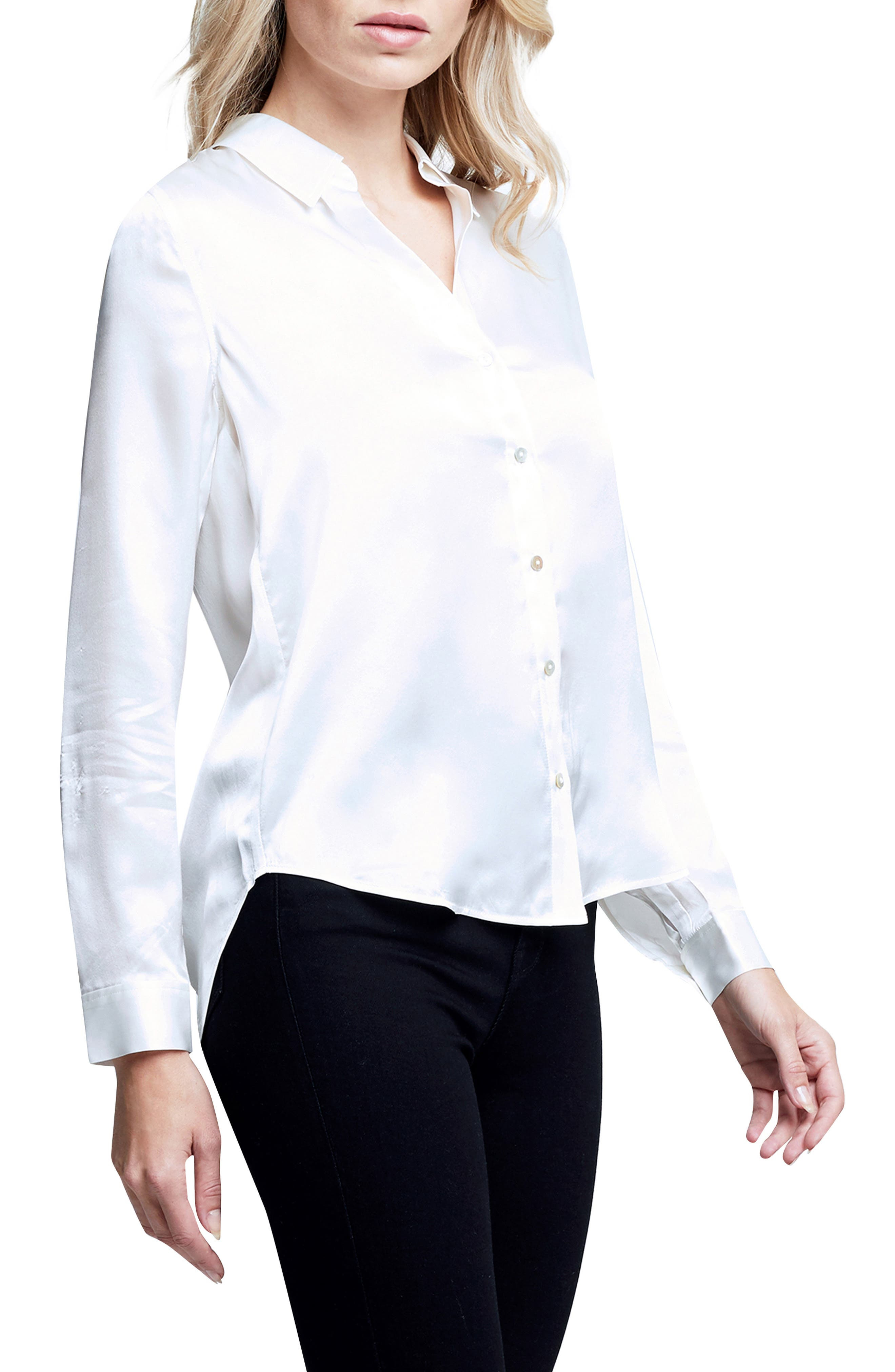L'AGENCE Tyler Silk Blouse in Ivory at Nordstrom - 3