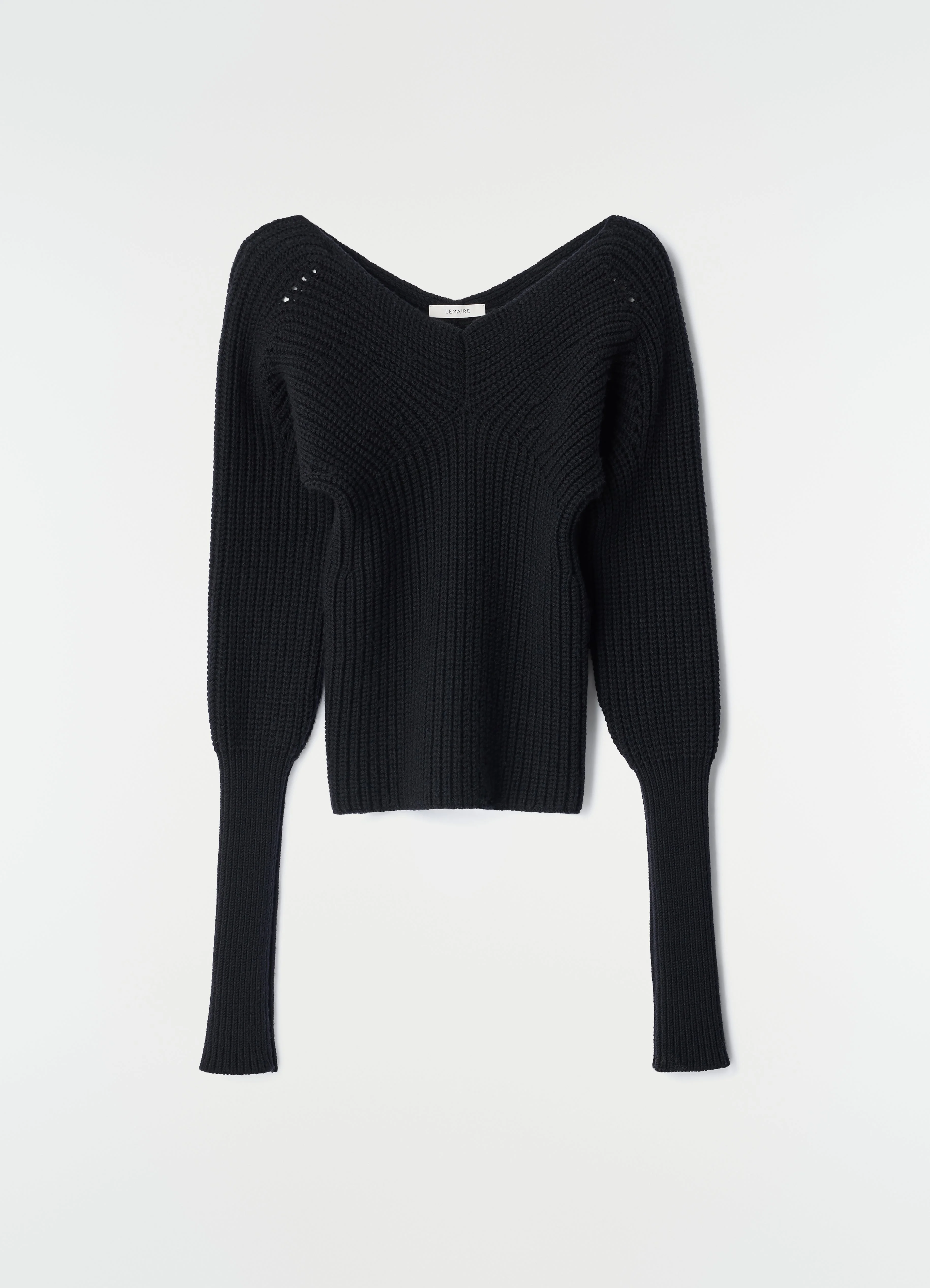 OFF-SHOULDER SWEATER IN WORSTED WOOL - 1