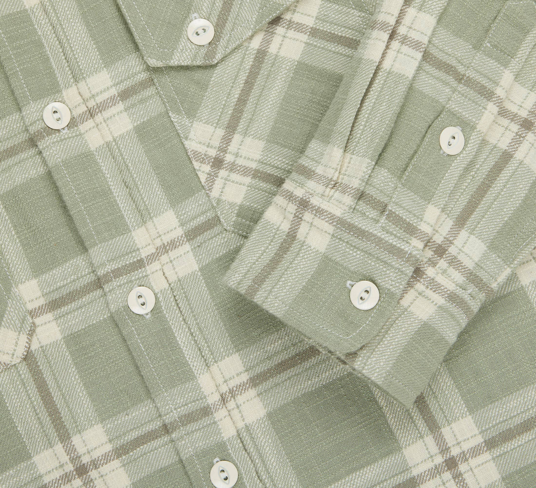 Crosscut Flannel - Seafoam Slub Check - 4