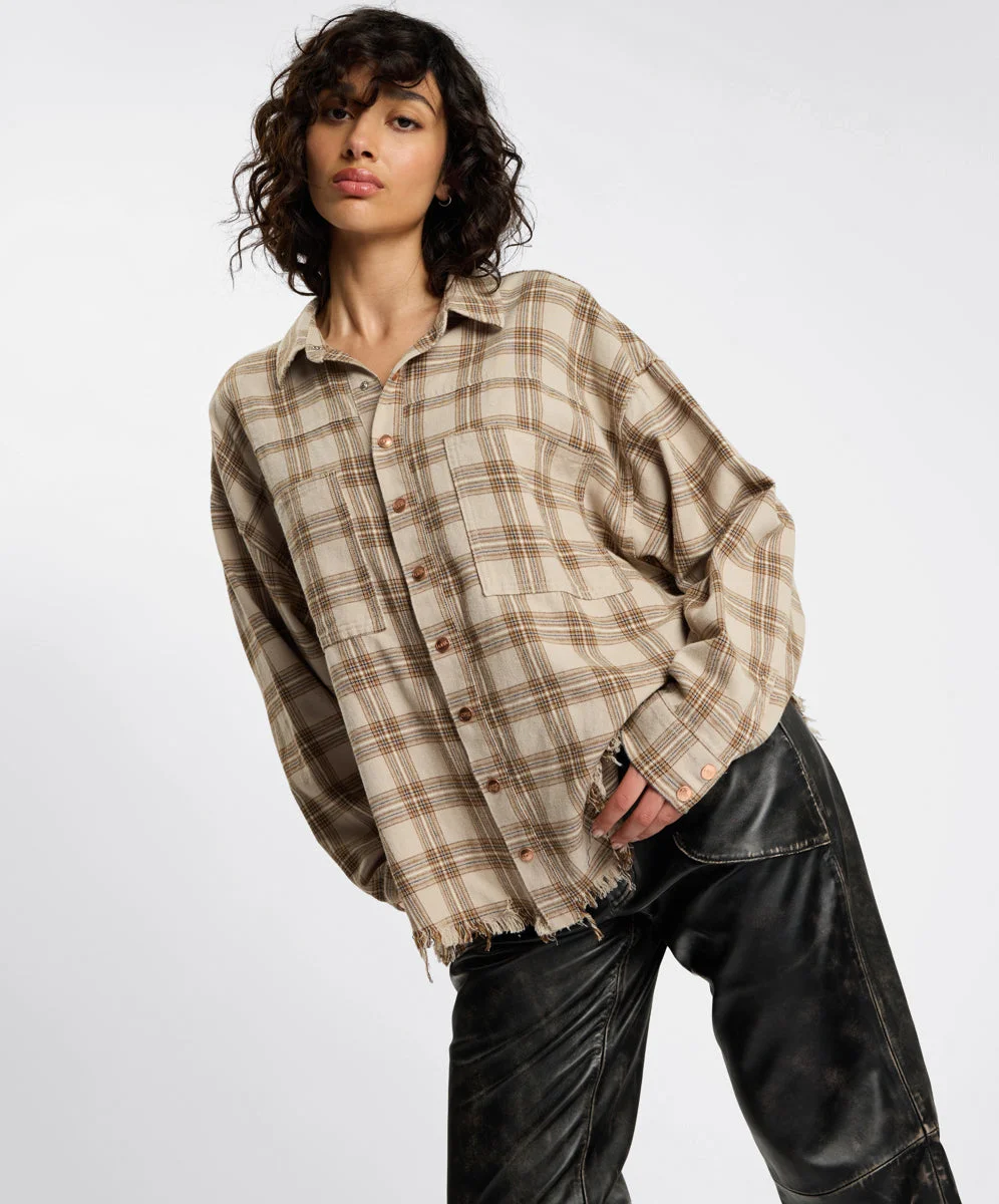Daria Havana Flannel Check Shirt - Tan Check - 1