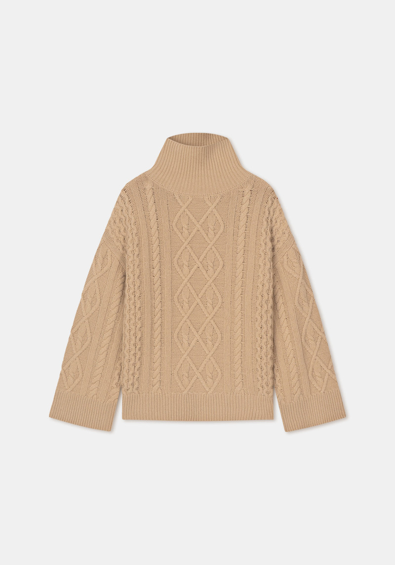 MARSHALL Cable-knit merino funnel-neck jumper 1