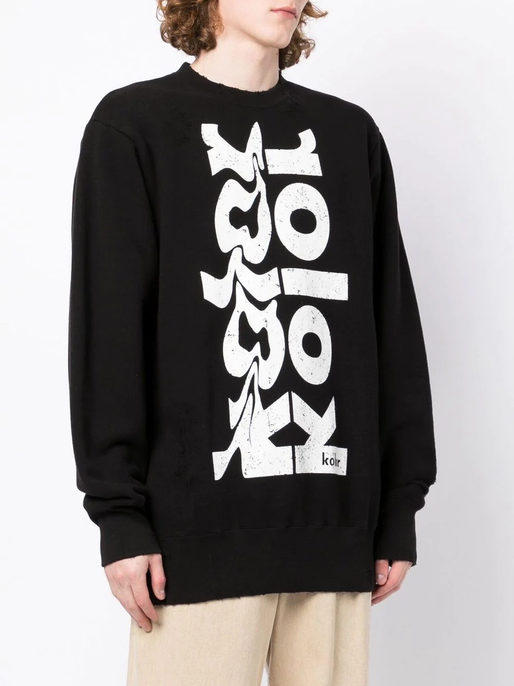 logo-print distressed sweatshirt - 3