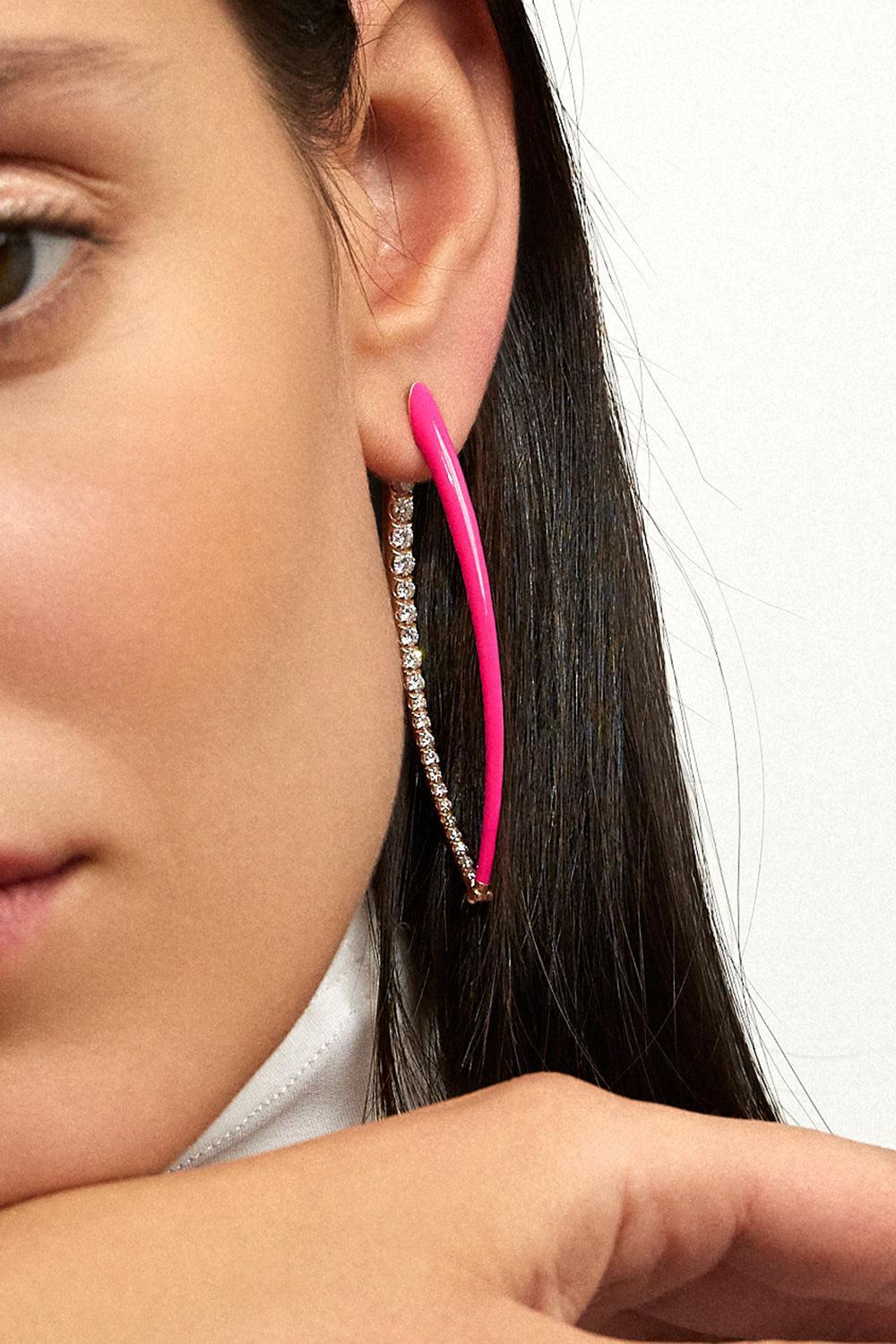 XL Neon Pink Cristina Diamond Earrings - 2