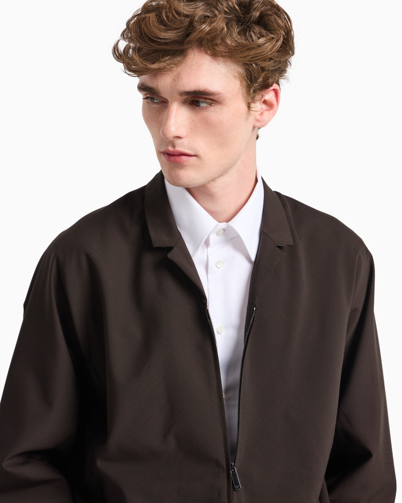 SHIRT JACKET WITH ZIP IN TROPICAL LIGHT WOOL CANVAS - 5