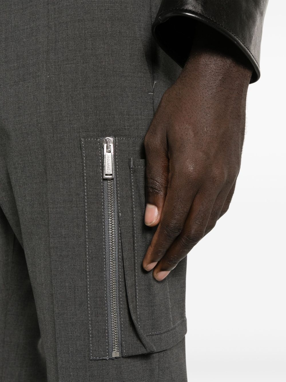 tailored wool blend cargo trousers - 5