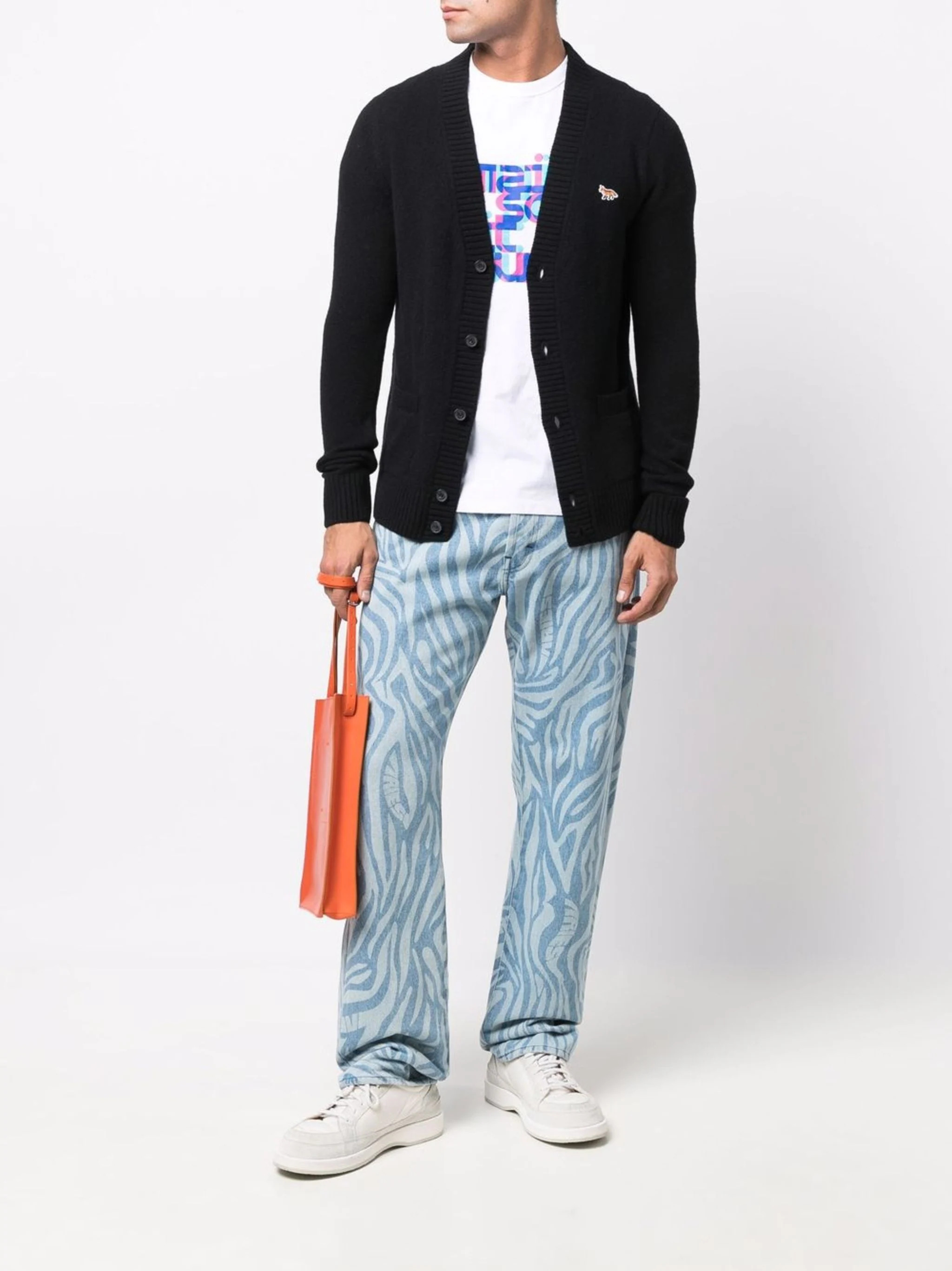 MAISON KITSUNE Men Baby Fox Patch Cosy Cardigan - 1
