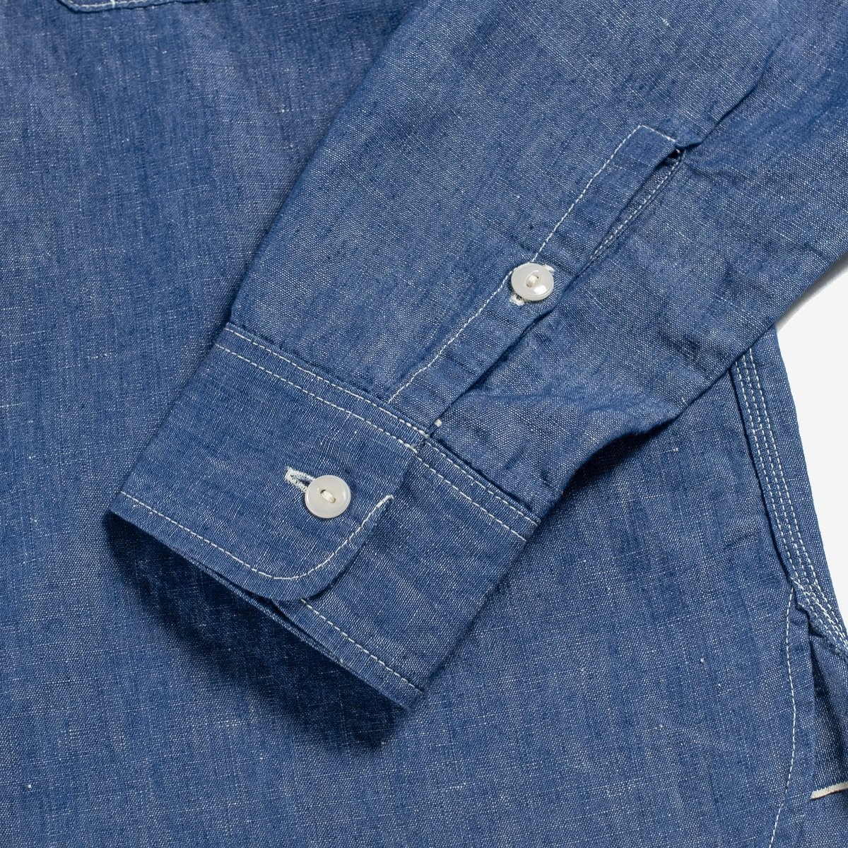 IHSH-222-IND 5oz Selvedge Cotton Linen Chambray Work Shirt - Indigo - 6