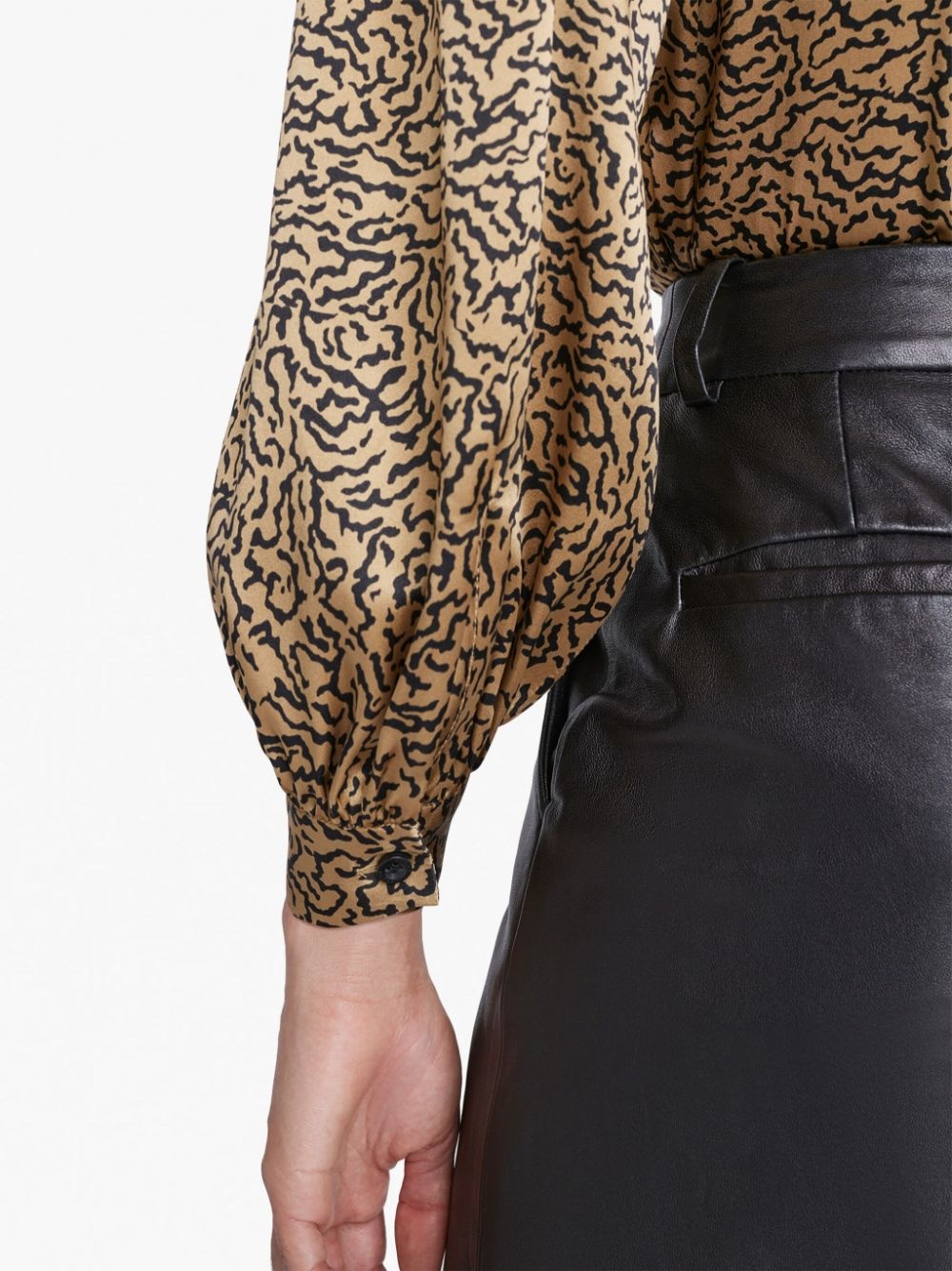 abstract animal-print silk blouse - 5