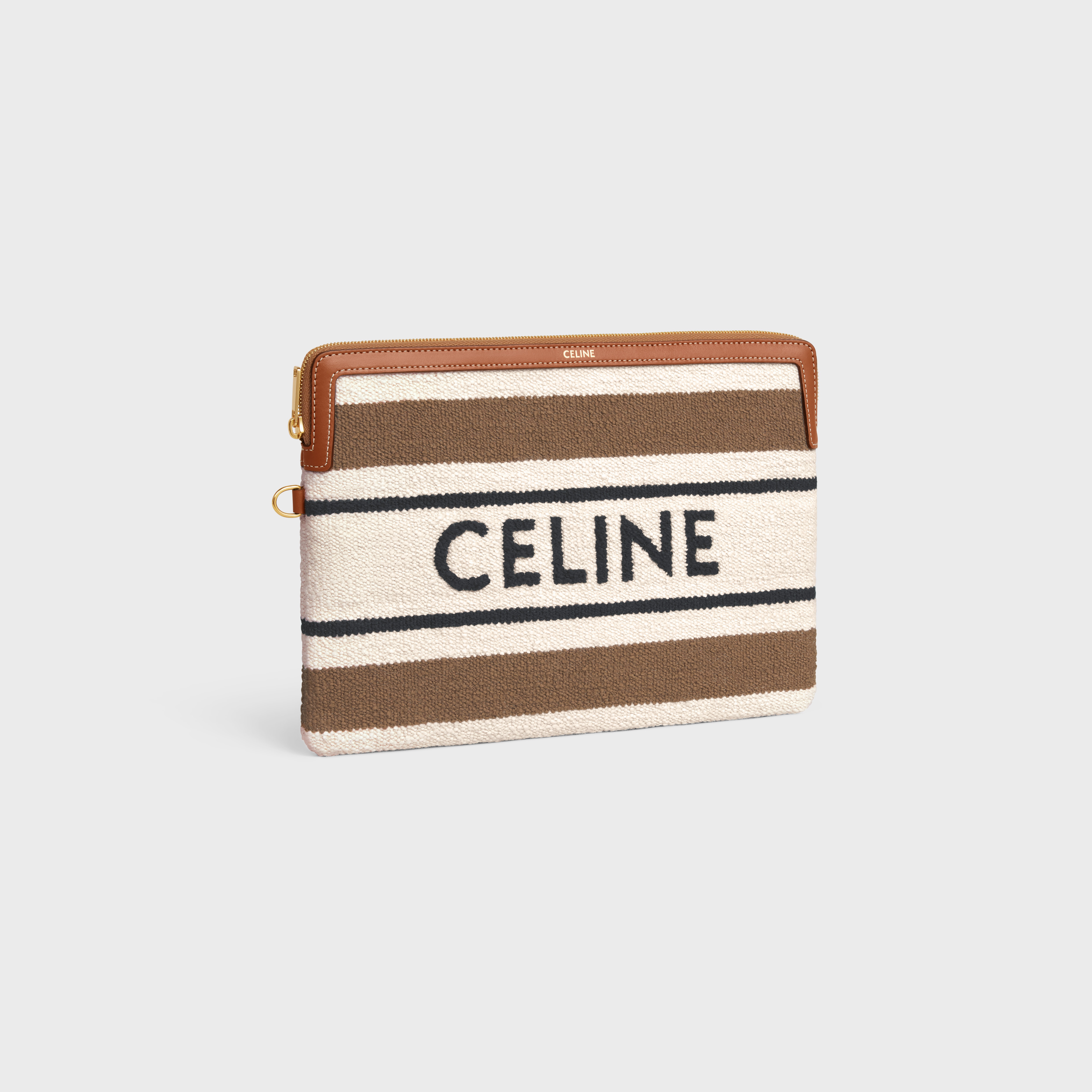 SMALL POUCH WITH STRAP celine signature in striped textile with celine JACQUARD - 3