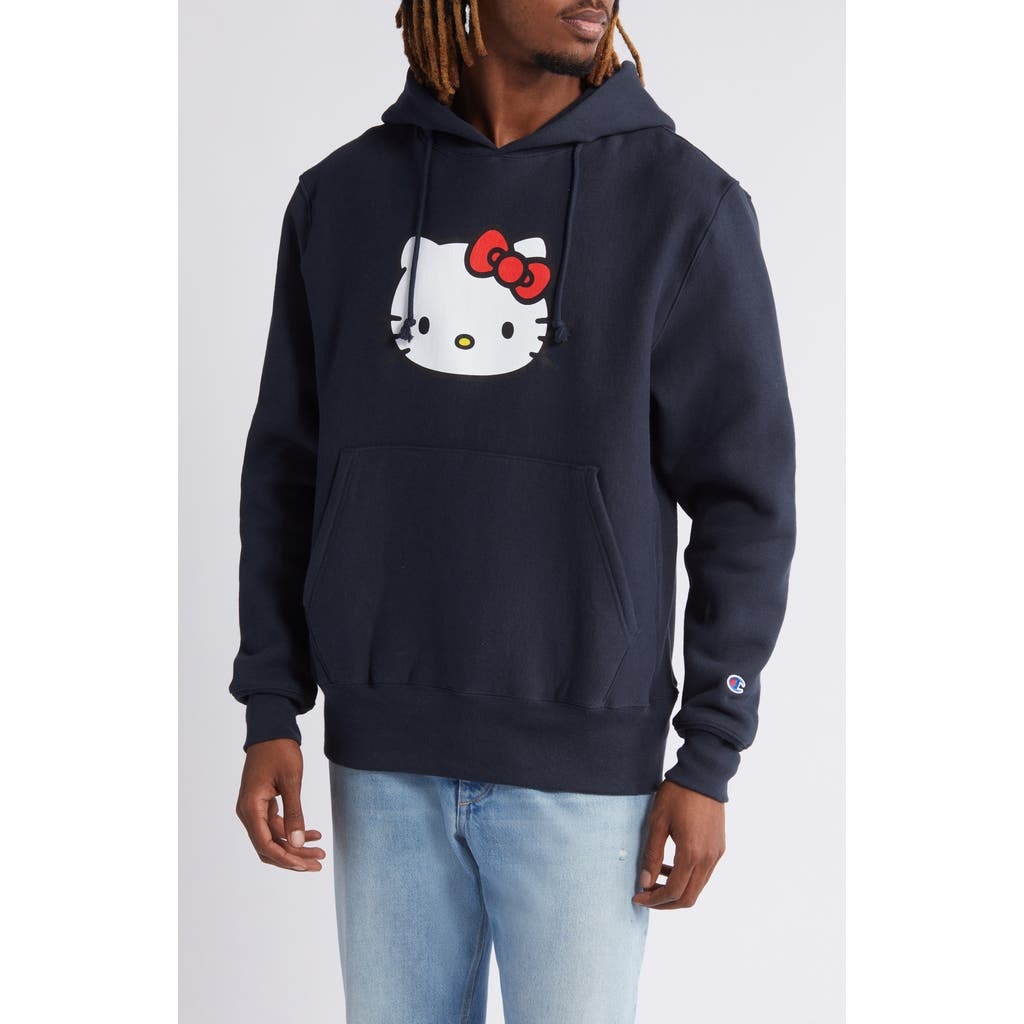 Champion x Sanrio Hello Kitty® 50th Anniversary Fleece Graphic Hoodie in Navy at Nordstrom - 1