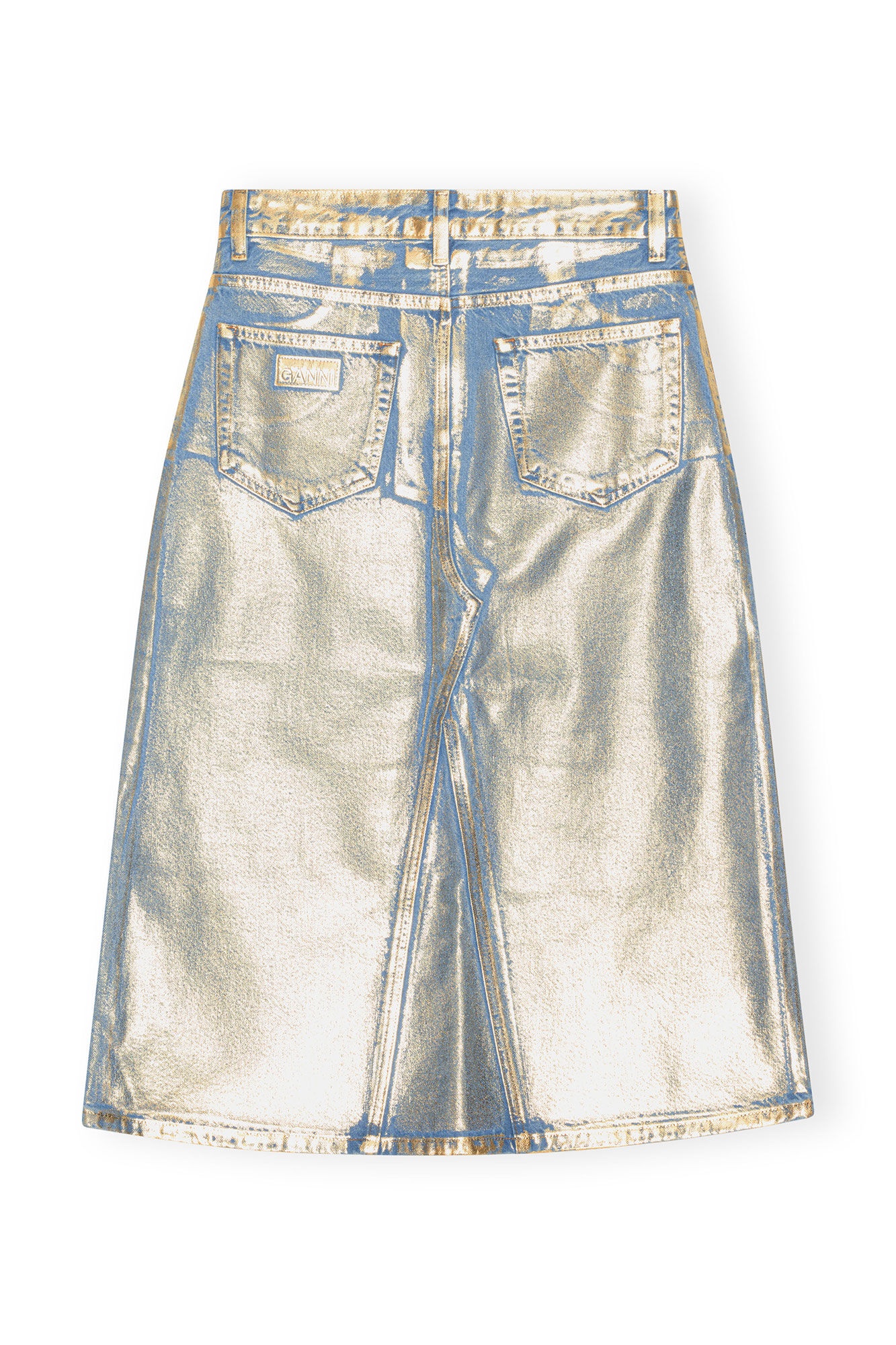 GOLD DENIM MIDI SKIRT - 2