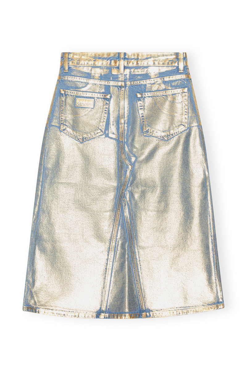 GANNI GOLD DENIM MIDI SKIRT outlook