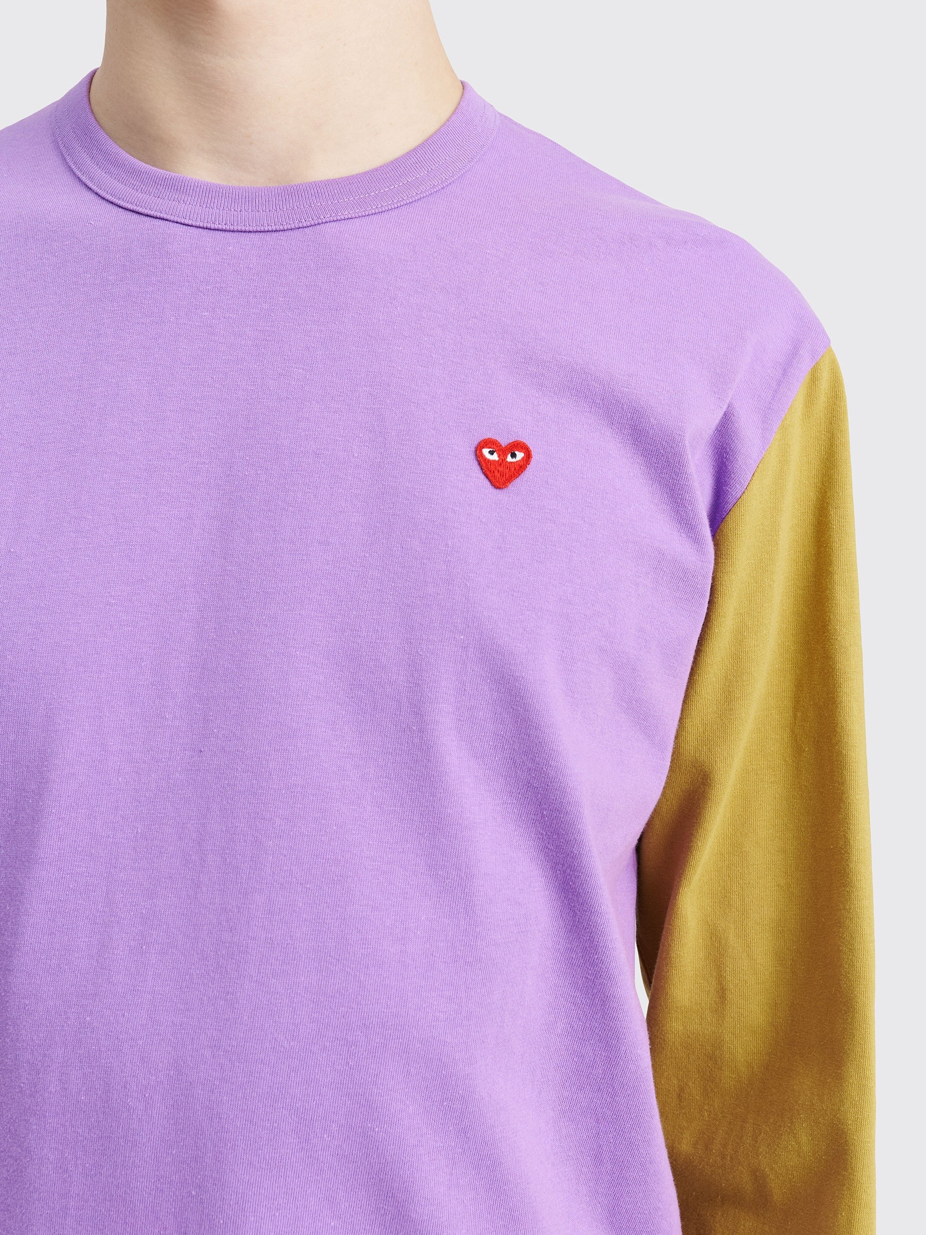 COMME DES GARÇONS PLAY MINI HEART LS T-SHIRT PURPLE / OLIVE - 6