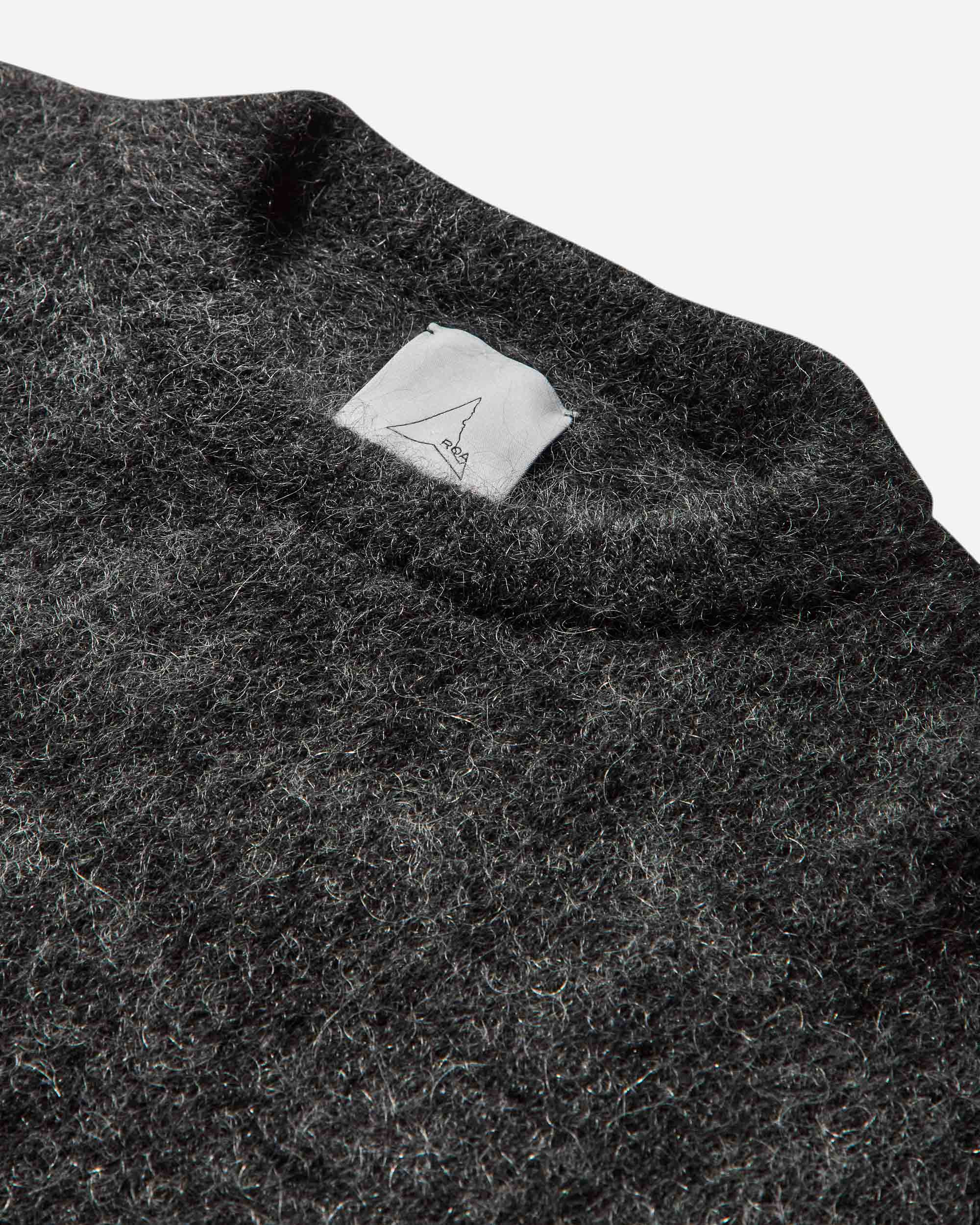 Men's Dropstitch Mohair Knit Crewneck Sweater Anthracite - 3