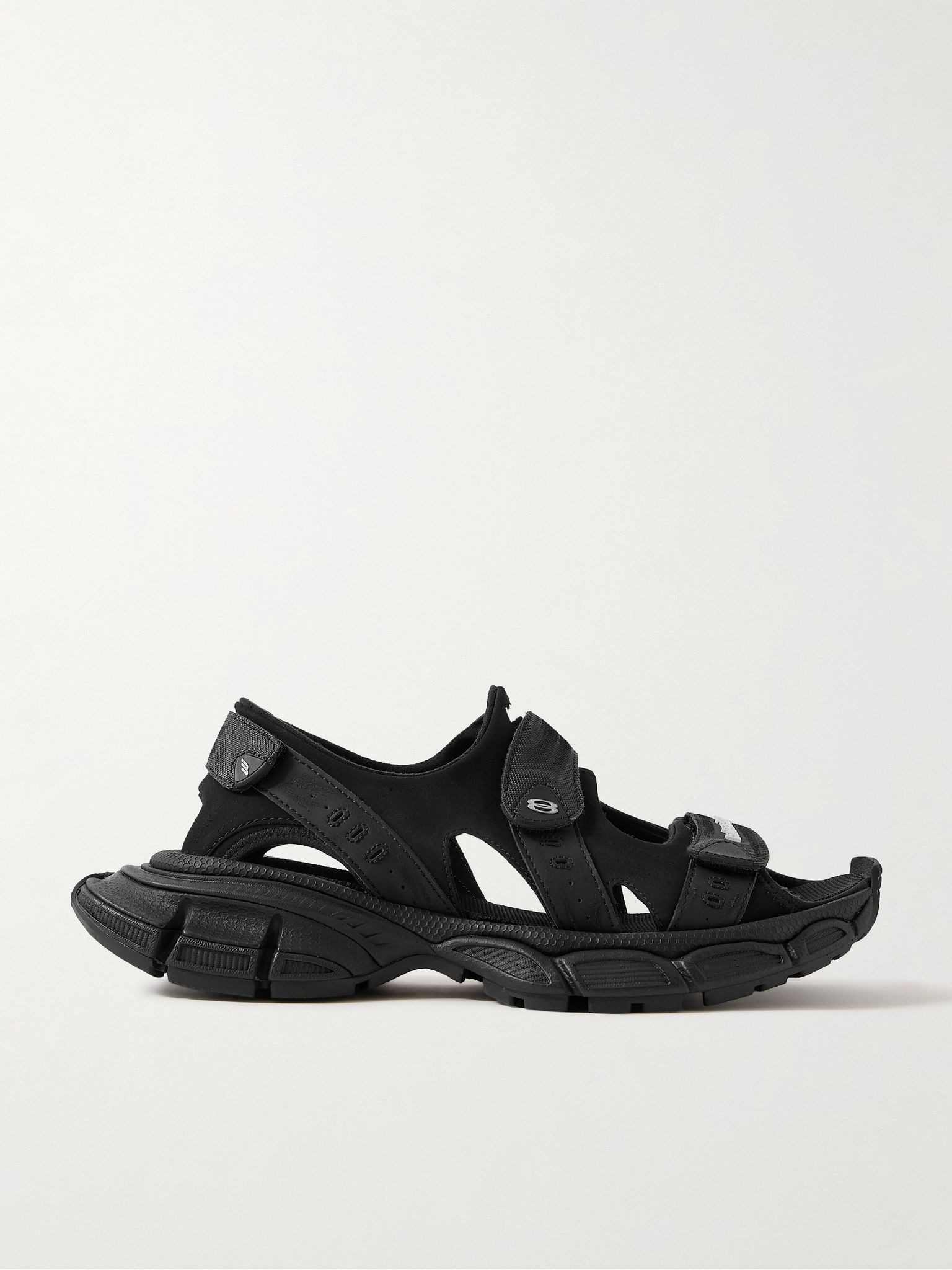 3XL Logo-Appliquéd Faux Leather and Canvas-Trimmed Scuba Sandals Black - 1