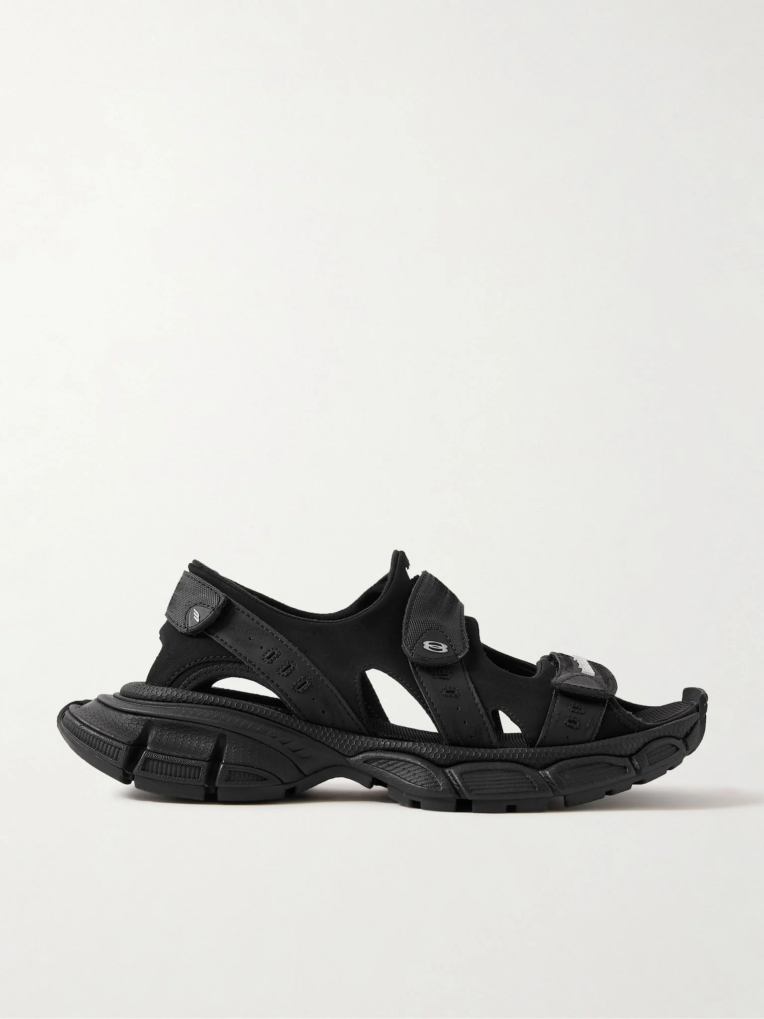 3XL Logo-Appliquéd Faux Leather and Canvas-Trimmed Scuba Sandals Black - 1