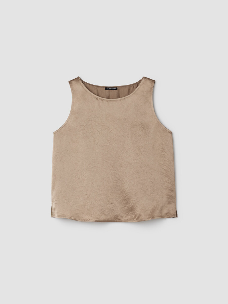 Textured Satin Ballet Neck Tank 1