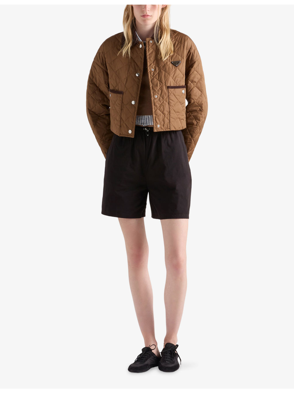 Lightweight Triangle-Logo Cropped Nylon Jacket - 2