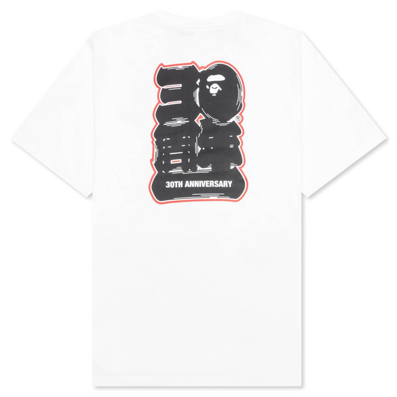 A BATHING APE® BAPE 30TH ANNIVERSARY APE HEAD TEE - WHITE/RED outlook