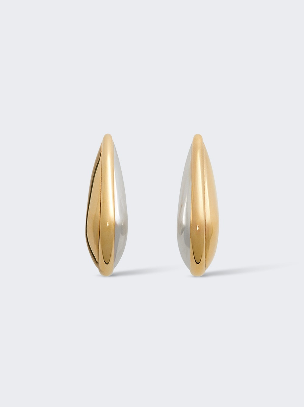 Small Fin Earrings Silver And Yellow Gold - 2