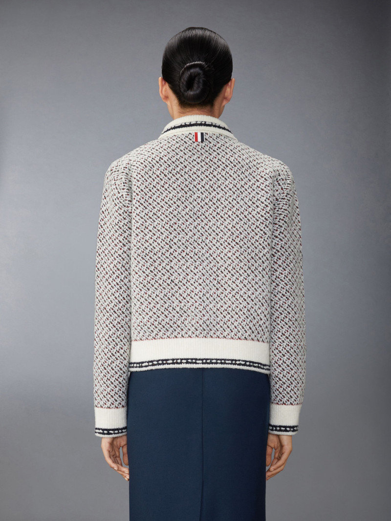 Thom Browne Merino Wool Boucle and Mohair Tweed Jacquard Polo Collar Bomber outlook