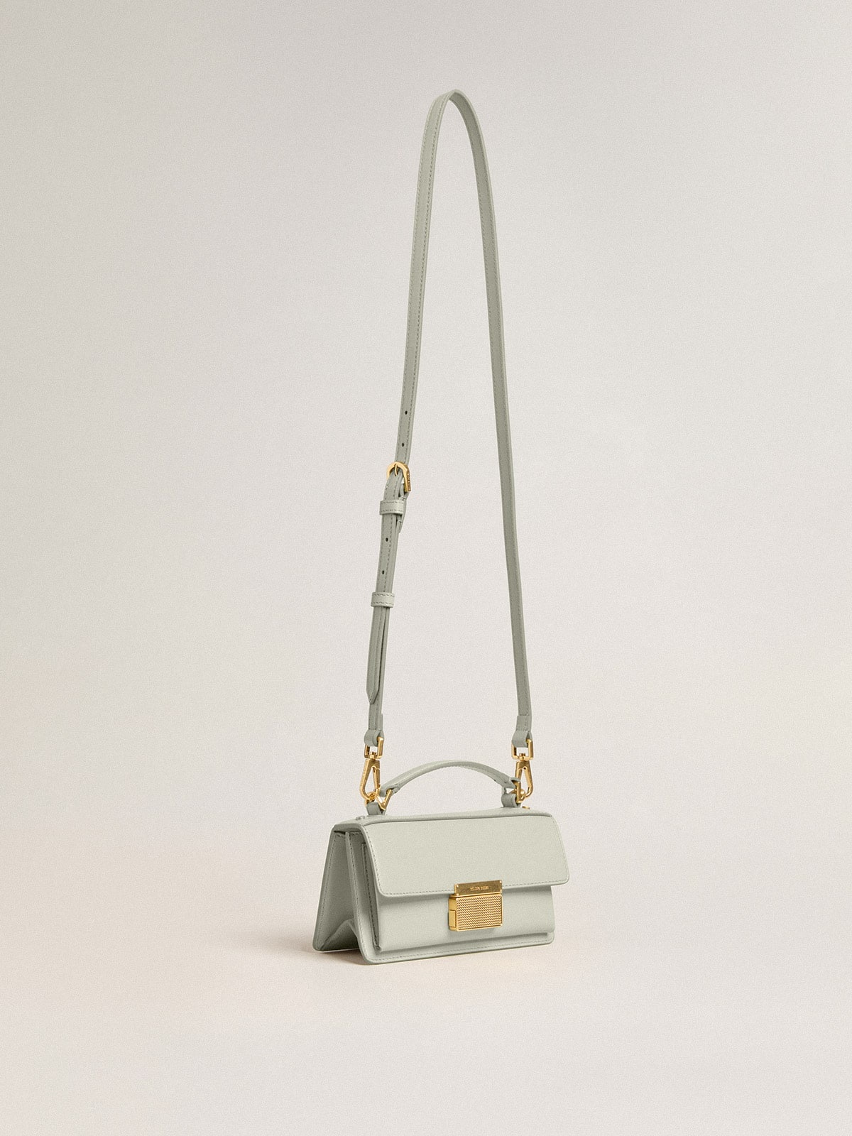 Small Venezia Bag in mineral-gray boarded leather with gold details - 2