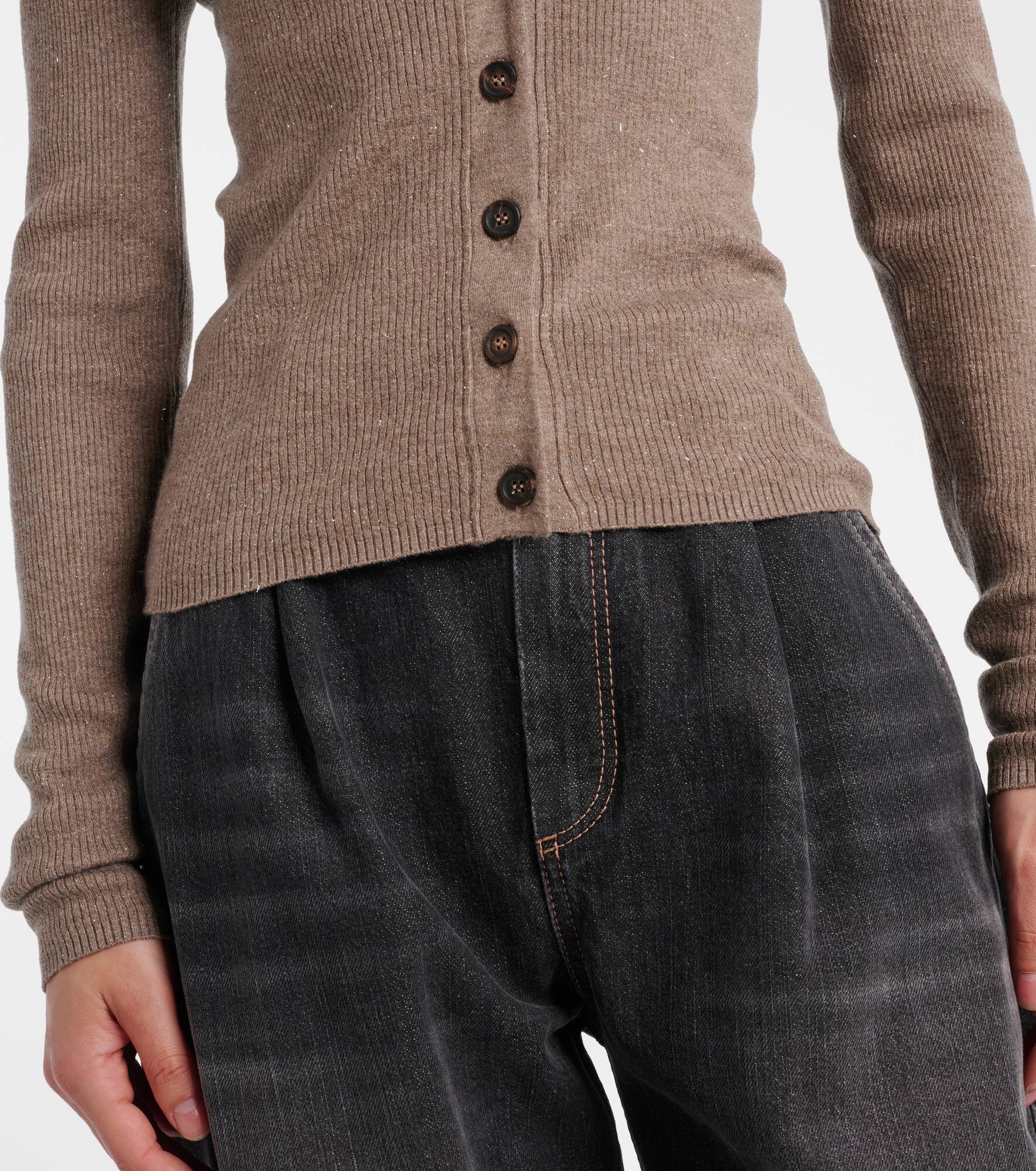 Ribbed-knit lamé cardigan - 5