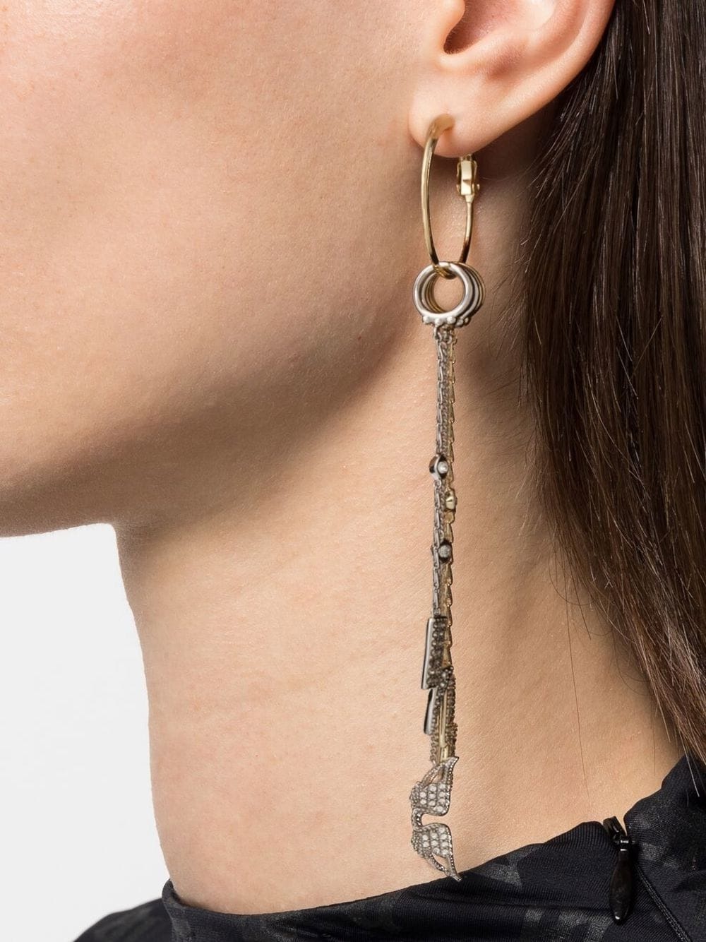 crystal-embellished draped earring - 2