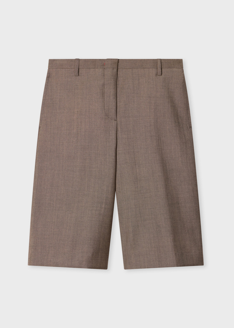Women's Brown Mohair-Wool Longline Tailored Shorts 1