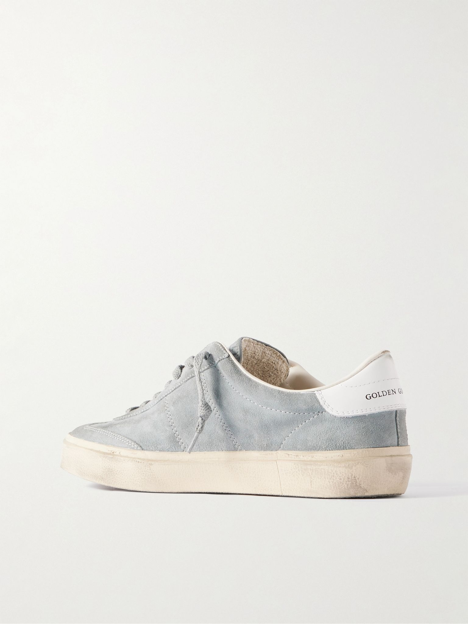Soul-Star Distressed Leather-Trimmed Suede Sneakers Gray - 4