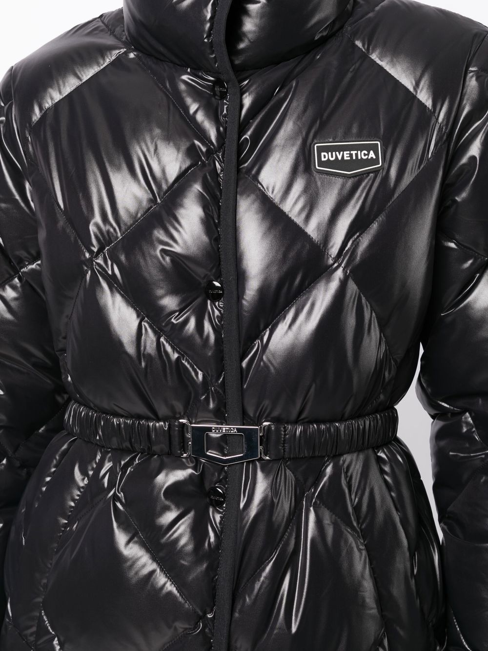 quilted logo-patch coat - 5
