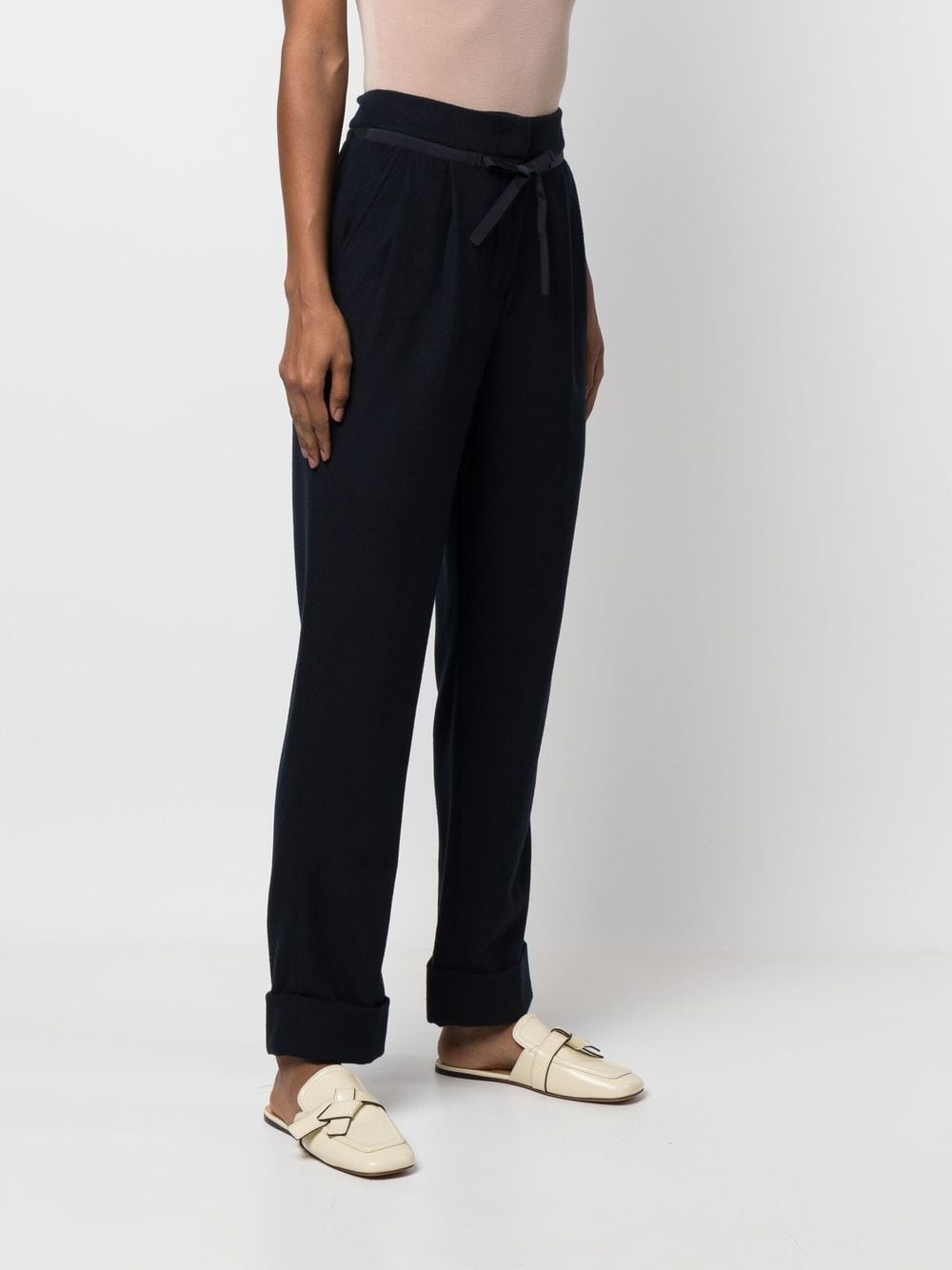 pleat-straight leg trousers - 3