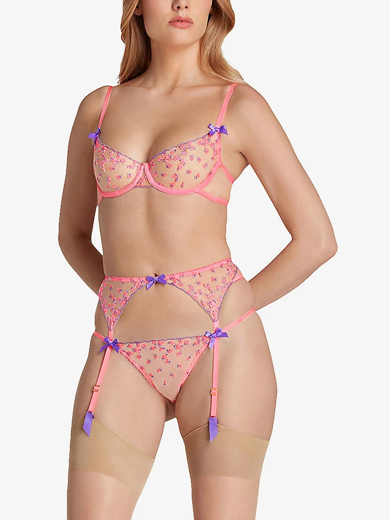 Agent Provocateur Lissa Embroidered Tulle Thong outlook