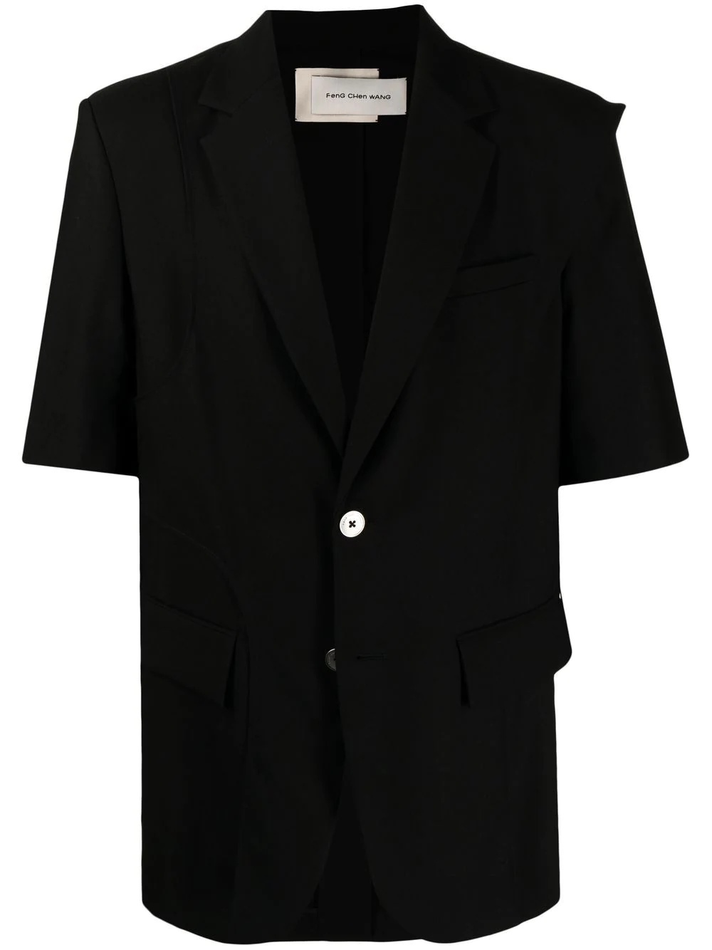 short-sleeve wool-blend blazer - 1