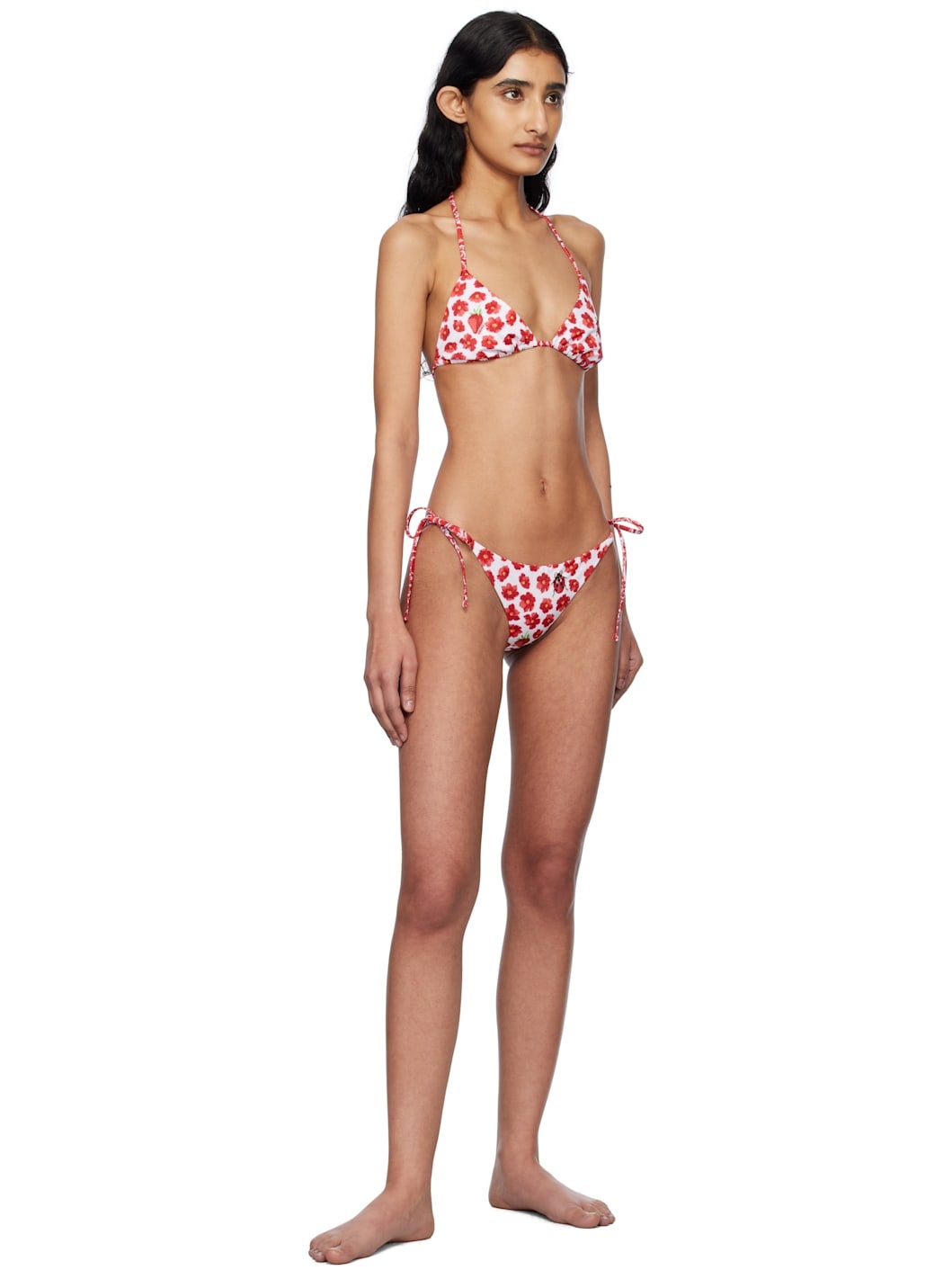 White & Red Strawberry Garden Bikini Bottom - 4