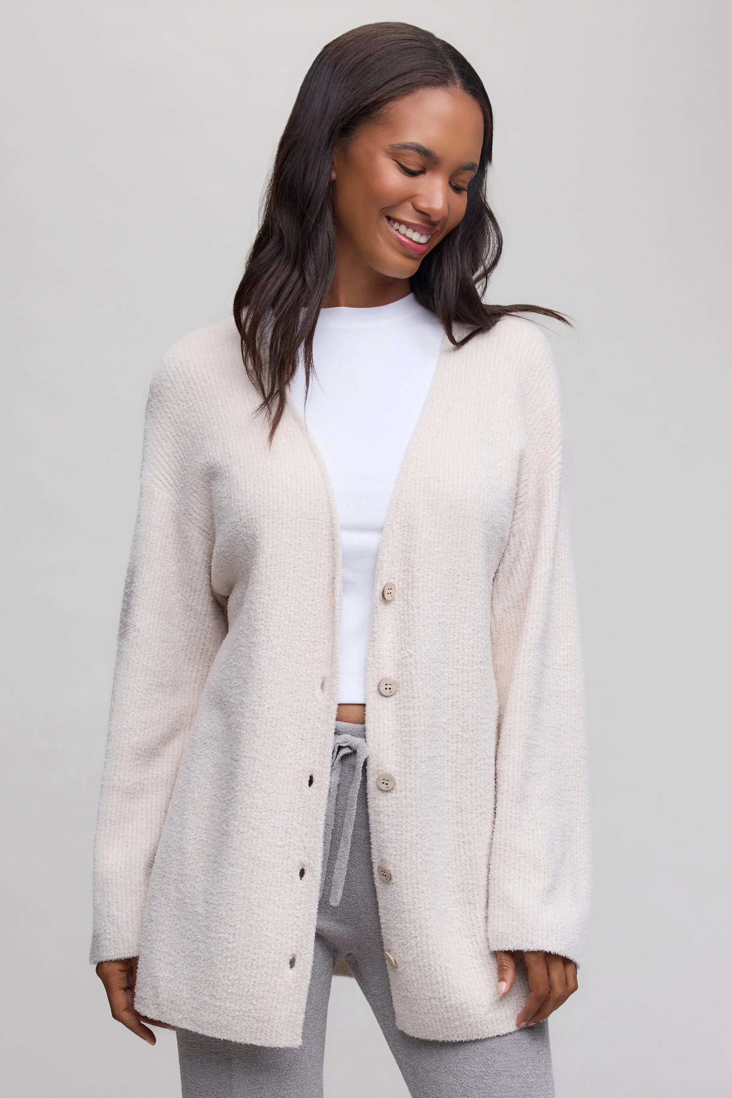 CozyChic Lite® Thin Rib Button Front Cardigan - 1